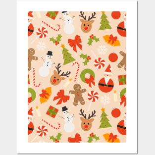 Festive Christmas Mix Pattern Posters and Art